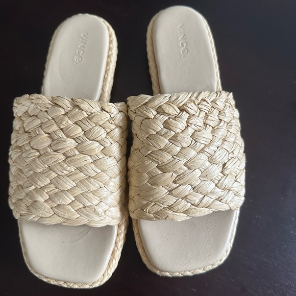 New Vince Women's Rumi Raffia Espadrille Slides size 8 - Picture 3 of 5